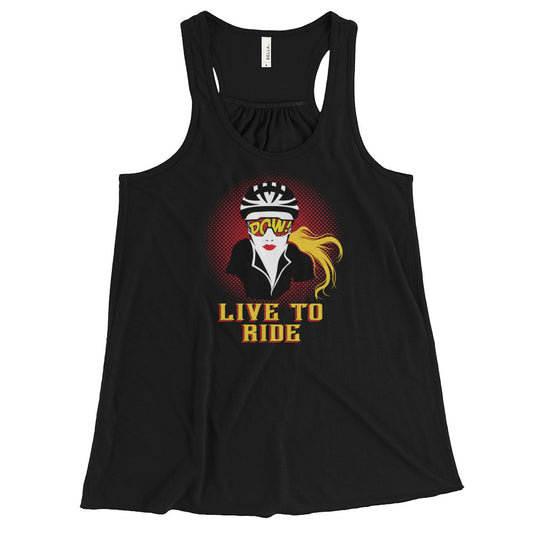 Live To Ride Women's Flowy Racerback Tank (Dark)
