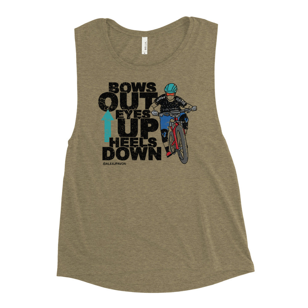 Bow Out Eyes Up Heels Down Muscle Tank