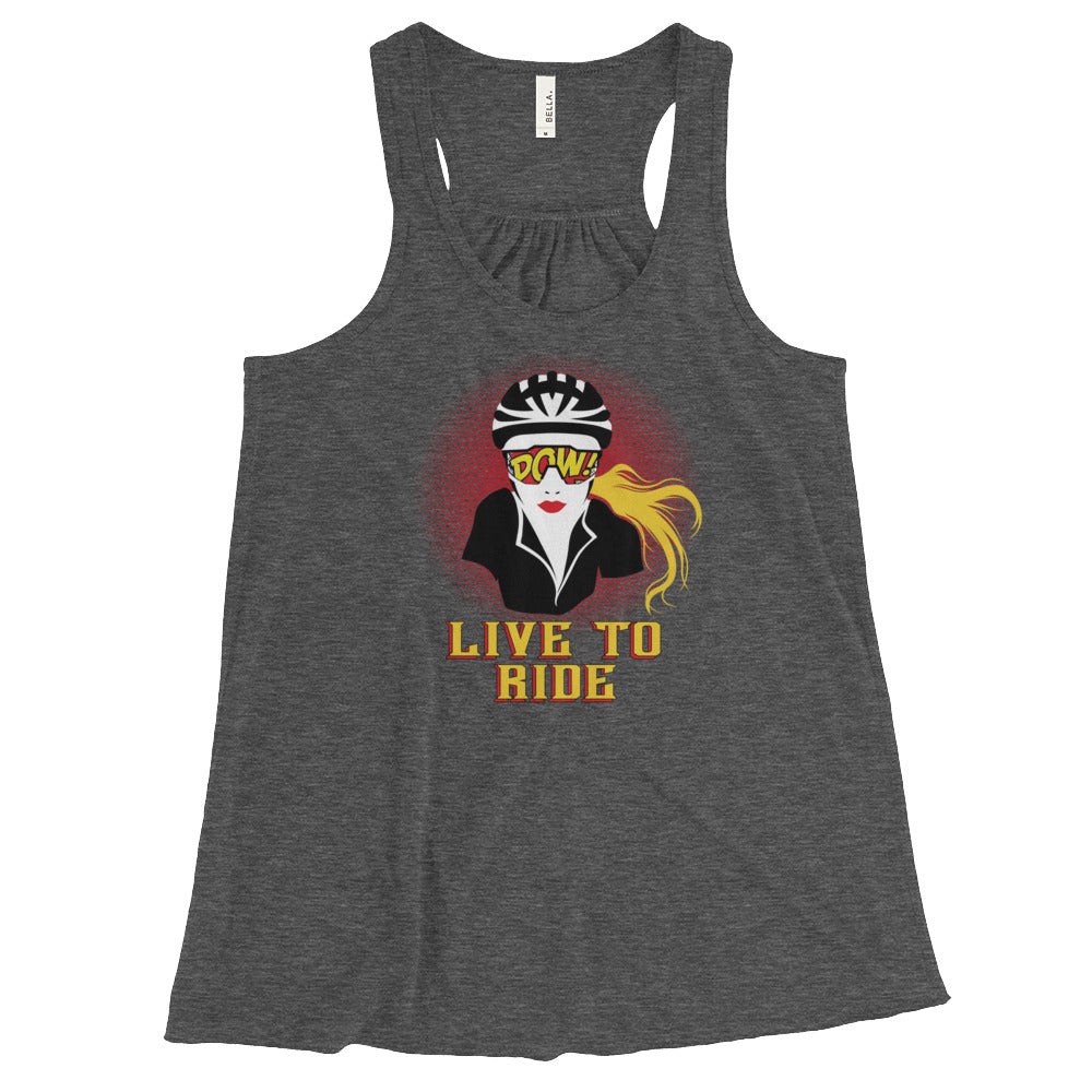 Live To Ride Women's Flowy Racerback Tank (Dark)