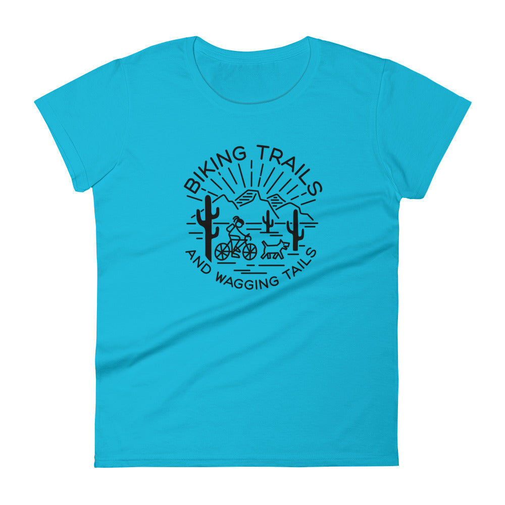 Biking Trails and Wagging Tails Women's short sleeve t-shirt