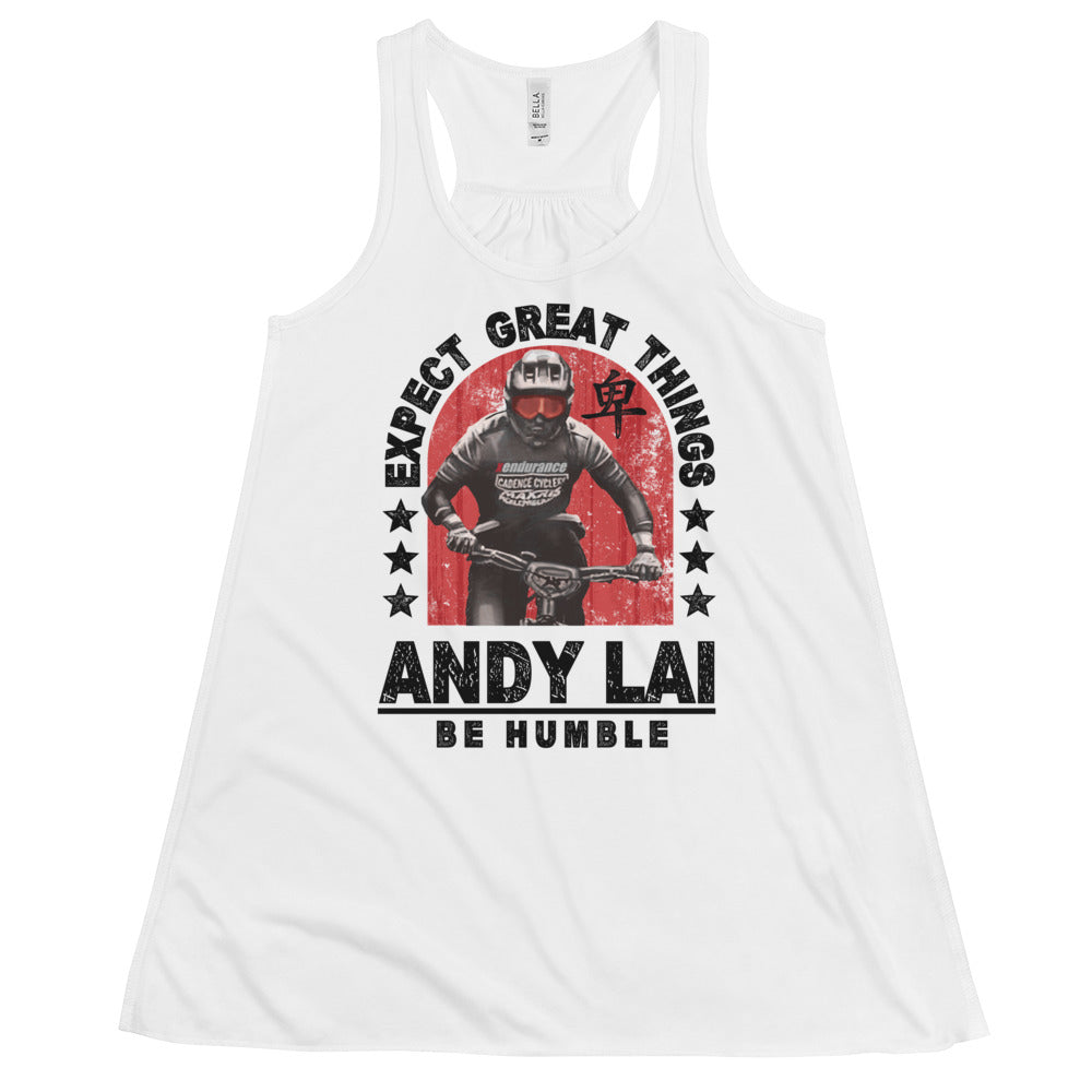 Expect Great Things Flowy Racerback Tank (Black Font)