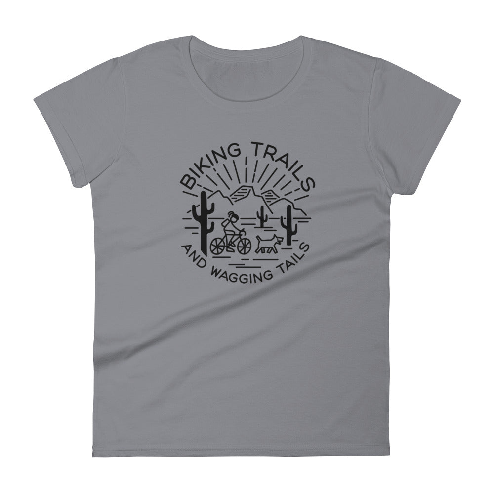 Biking Trails and Wagging Tails Women's short sleeve t-shirt