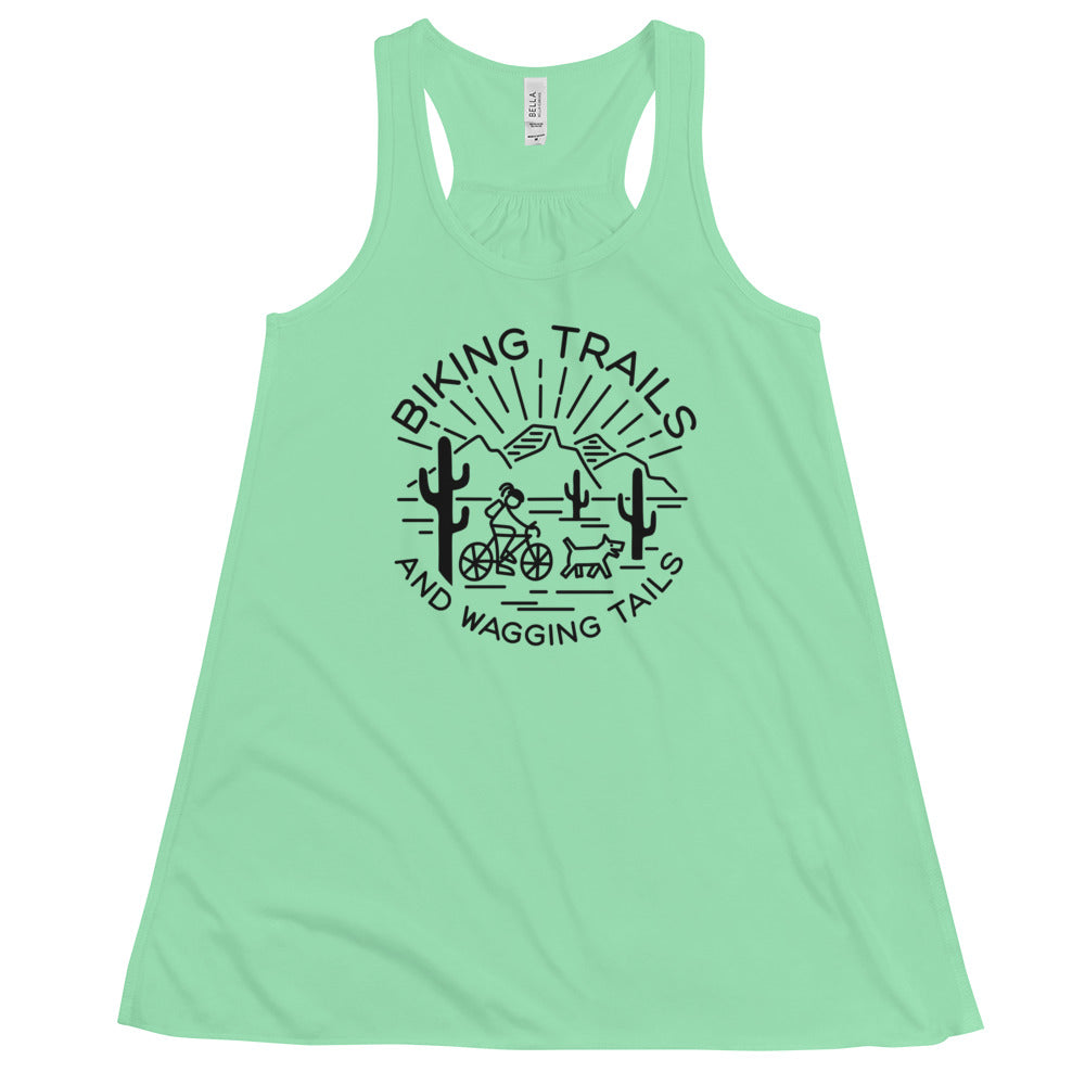 Biking Trails and Wagging Tails Flowy Racerback Tank