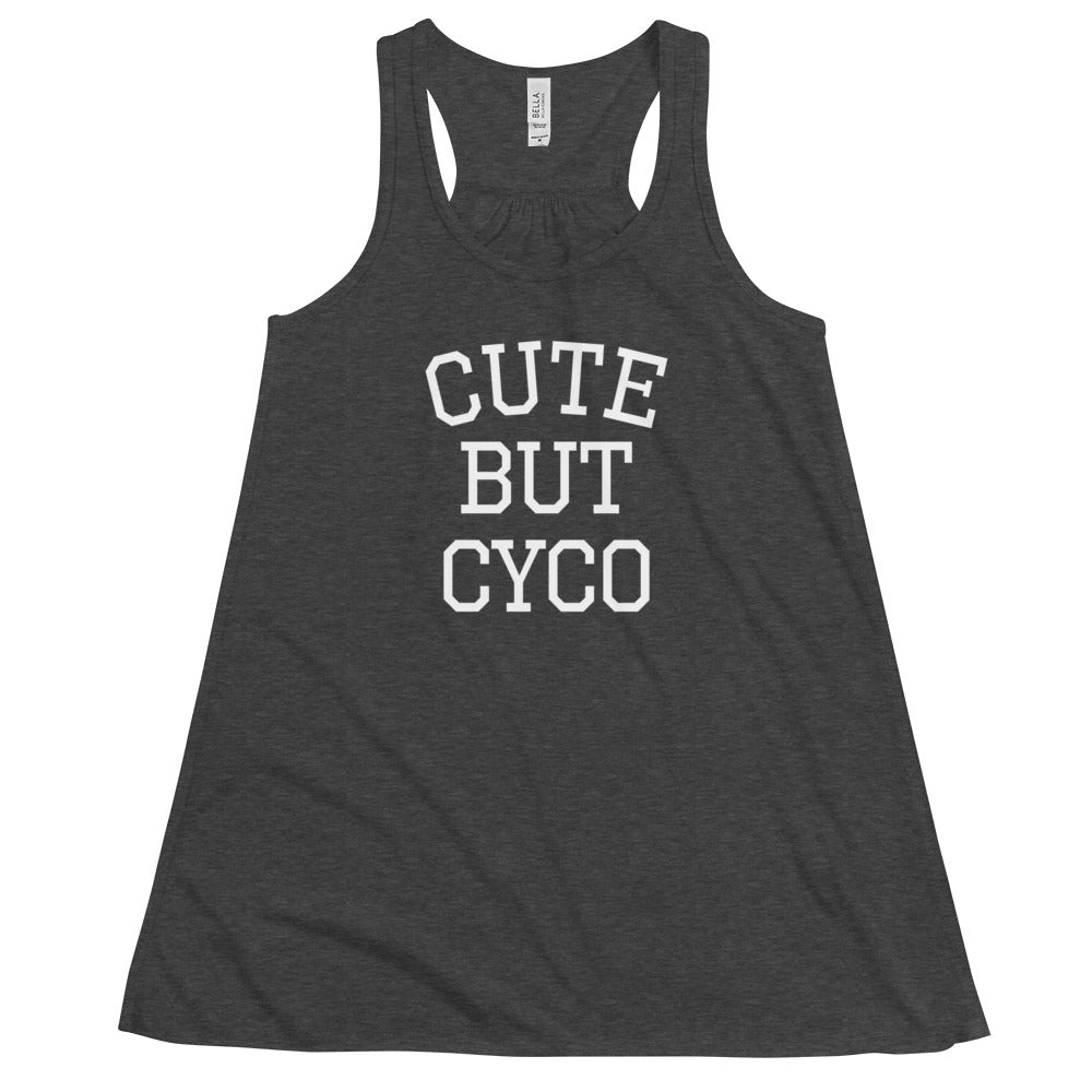 Cute But Cyco Women's Flowy Racerback Tank (White Font)