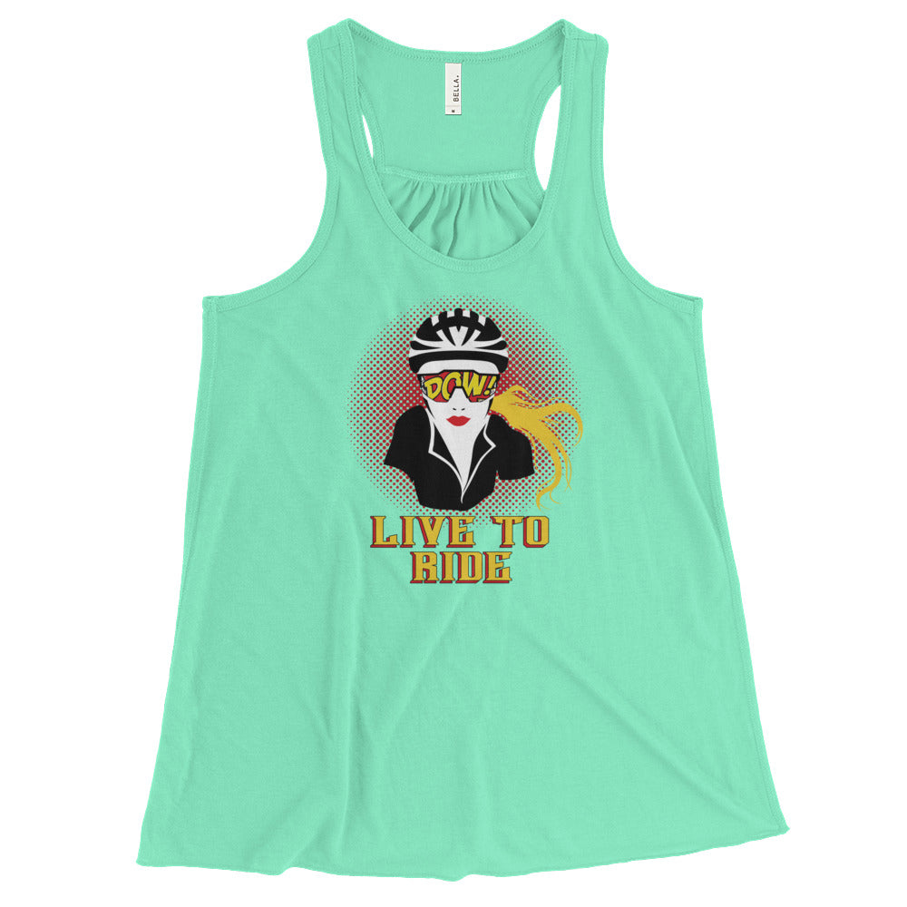 Live To Ride Women's Flowy Racerback Tank (Dark)