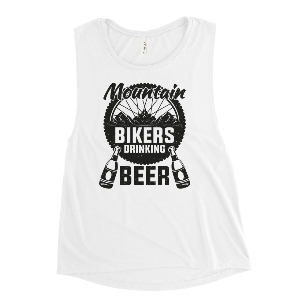 Mountain Bikers Drinking Beer Ladies’ Muscle Tank