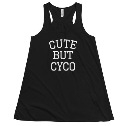 Cute But Cyco Women's Flowy Racerback Tank (White Font)