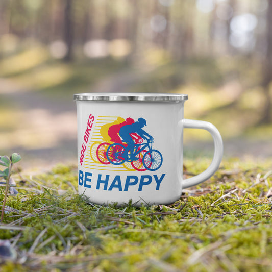 Ride Bikes Be Happy Camping Mug