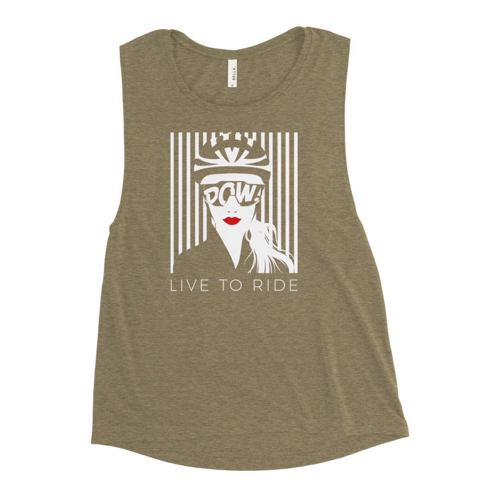Live To Ride (la France) Ladies’ Muscle Tank (white)