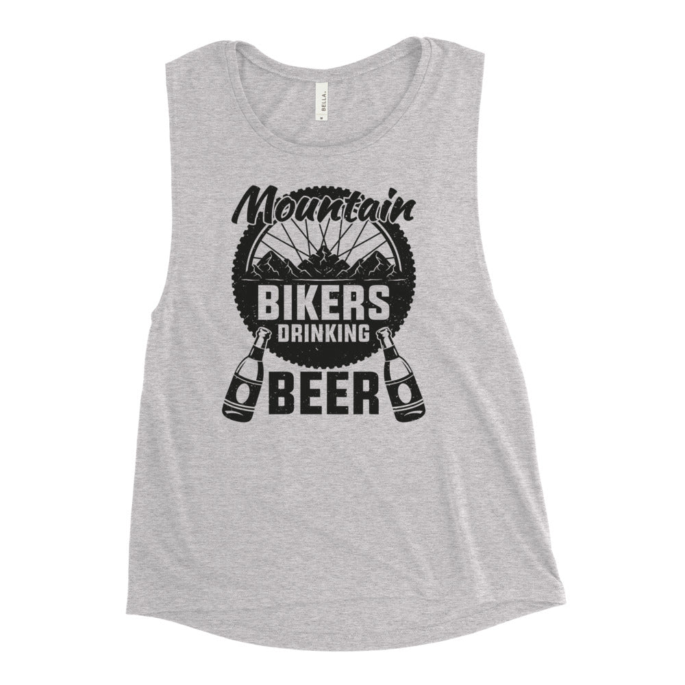 Mountain Bikers Drinking Beer Ladies’ Muscle Tank