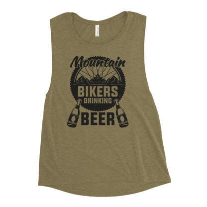 Mountain Bikers Drinking Beer Ladies’ Muscle Tank